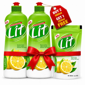 Bashundhara LIT Dish Wash 500ml Combo (B2 G1 Pouch...