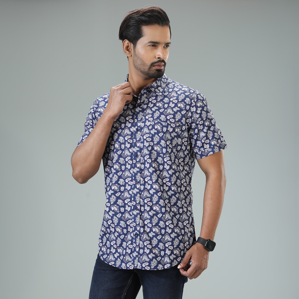 Mens Short Sleeve Casual Shirt - Slim Fit