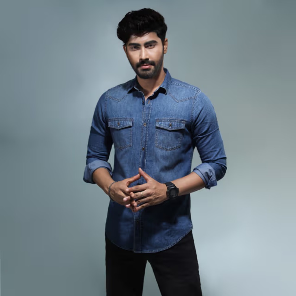 Mens Full Sleeve Denim Shirt - Slim Fit